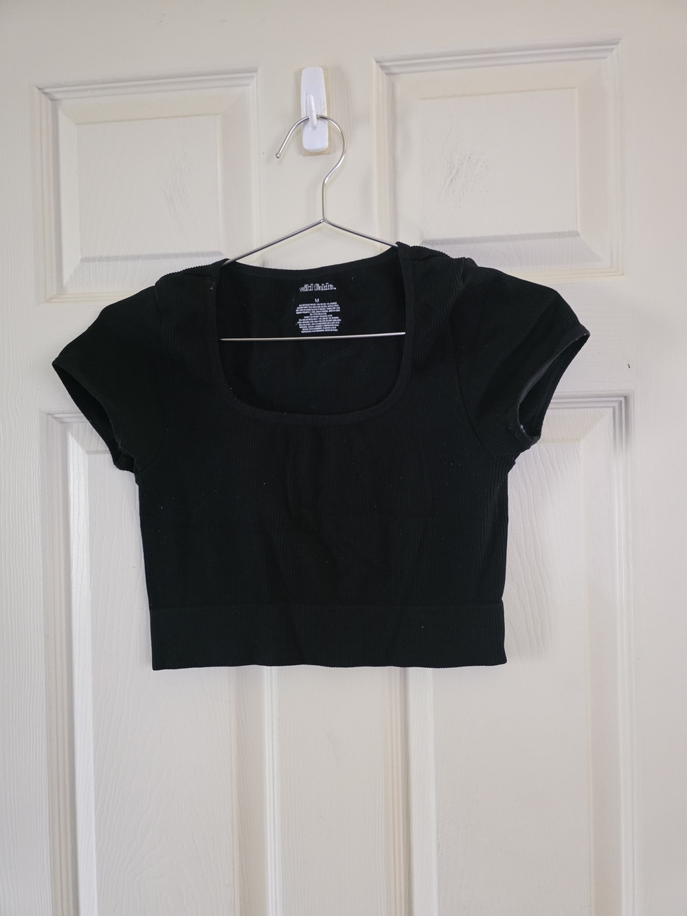 wild fable Black Ribbed Scoop Crop Top